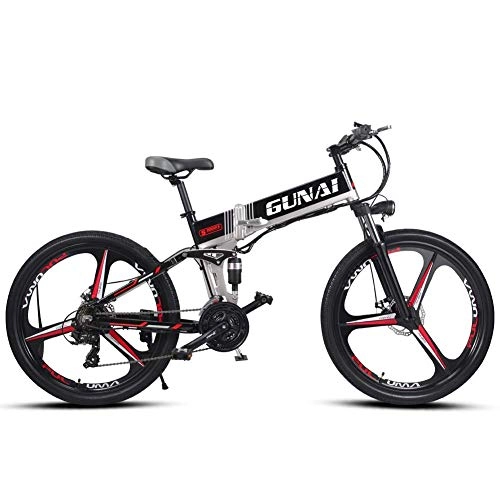 Electric Bike : HEWEI Electric mountain bike 26 inch foldable e-bike with removable battery 21-speed transmission system mountain bike
