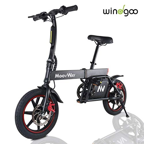 Electric Bike : HEWEI Foldable electric bike top speed 24 km h mileage 13 km 14 '' nylon pneumatic tires motor 350 W 36 V 6 Ah rechargeable lithium battery seat adjustable portable folding bike travel mode