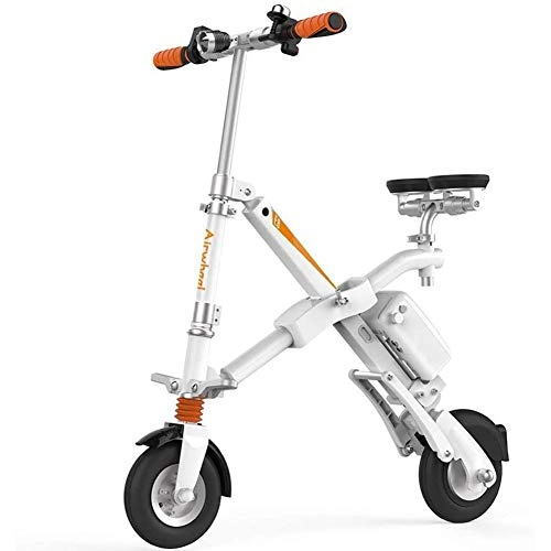 Electric Bike : HFJKD Lightweight Electric scooter, Folding electric bicycle, Portable adjustable City E-bike, With LED light Top speed 25Km / H, for office workers, White