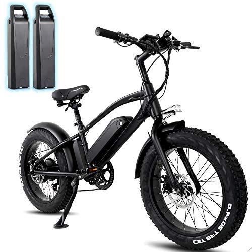 Electric Bike : HFRYPShop 20'' Electric Bikes for Adults with 2 x 10AH Lithium-Ion Battery, 4.0 Fat Tire e-Bike with 750W Motor for Mens Women 5-Gears Disc Brakes 3 Modes