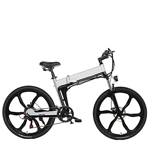 Electric Bike : HHHKKK 26" Electric mountain bike, Foldable Adult Double Disc Brake and Full Suspension, E-ABS Double Disc Brake, Helps to Last More Than 120 Kilometers, 27 Speed48V12Ah