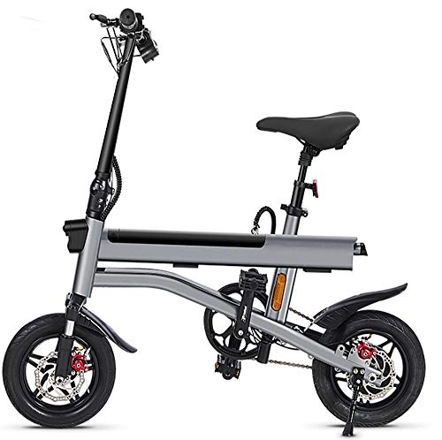 Electric Bike : HHHKKK Folding Electric Bike Electric Bikes for Adult, High-Strength Aviation Aluminum Alloy Frame 12 Inch High Speed Gear Motor, Two-Stage Disc Brake System