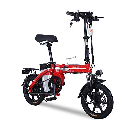Electric Bike : HHORD Folding Power Bike 750W 48V 13Ah Power Electric Bicycle, LED Bike Light, Suspension Fork And Gear, Red, 15A