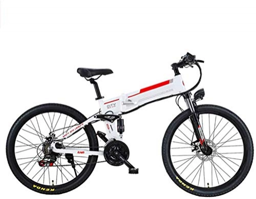 Electric Bike : High-speed 26'' Electric Bike, Electric Mountain Bike 350W Ebike Electric Bicycle, 20KM / H Adults Ebike with Removable 48V / 12Ah Battery Lithium, Professional 21 Speed Gears ( Color : White )