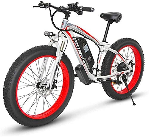 Electric Bike : High-speed Electric Bicycle 48V 27 Speed Disc Brake Aluminum Alloy 15AH Lithium Battery 26" 4.0 Wide Wheel Snowmobile Suitable for Commuting Travel with A Maximum Load of 150 Kg ( Color : Red )
