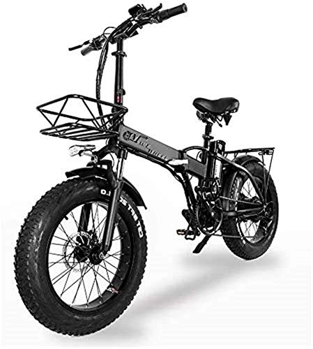 Electric Bike : High-speed Fast Electric Bikes for Adults Folding Electric Bike 500w 48v 15ah 20" 4.0 Fat Tire e-bike LCD Display with 5 Levels speed (Color : Black)