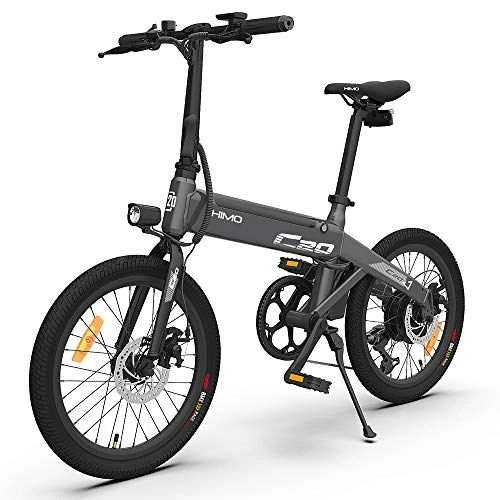 Electric Bike : HIMO C20 Electric Bicycle, Folding Ebike Power Assist Electric Bike for Adults 20 Inch 80KM Range 6 Speed 3 Riding modes Max Speed 25km / h (Gray)