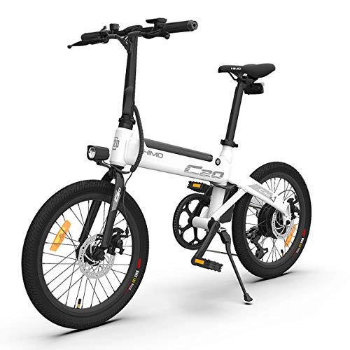 Electric Bike : HIMO C20 Electric Bicycle, Folding Ebike Power Assist Electric Bike for Adults 20 Inch 80KM Range 6 Speed 3 Riding modes Max Speed 25km / h (White)