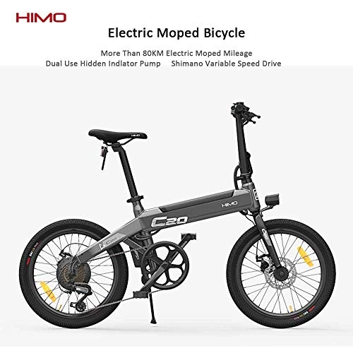 Electric Bike : HIMO C20 Electric Bike Ebike with Foldable Handlebar, Front Light, 250W, 10Ah, 80km Mileage, 3 Modes, Power Assisted Electric Bicycle for Adult - Grey