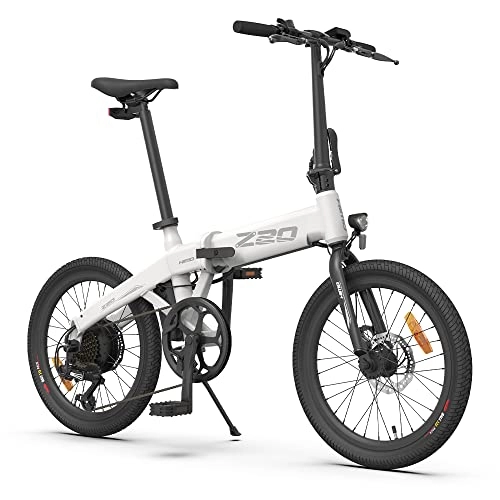 Electric Bike : HIMO Z20 20 Inch E-Bike Folding Bike for Adults, Electric Bicycles for Adults, 250 W Motor Removable 36 V 10 Ah Battery, Pedelec with Lighting StVO Folding Bike City Bike (White, 20 Inches)