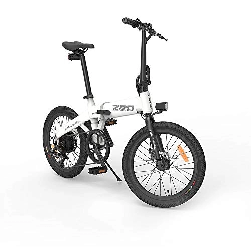 Electric Bike : HIMO Z20 Foldable Electric Bicycle with 6-speed Transmission System, IPX7 Waterproof LCD, Intelligent Vector Control, Dual Disc Brakes (White)