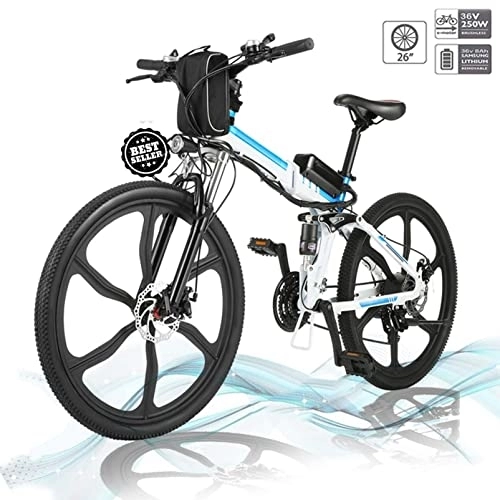 Electric Bike : Hiriyt 26'' Electric Mountain Bike with Removable Large Capacity Lithium-Ion Battery (36V 250W), Electric Bike 21 Speed Gear and Three Working Modes (Upgrade_White)