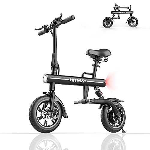 Electric Bike : HITWAY Electric Bike, 12 Inches Tires Aluminum Electric Folding Bike, Electric bicycle with LED Screen 250W Motor, Urban Citybike Suitable for Adults and Teenagers