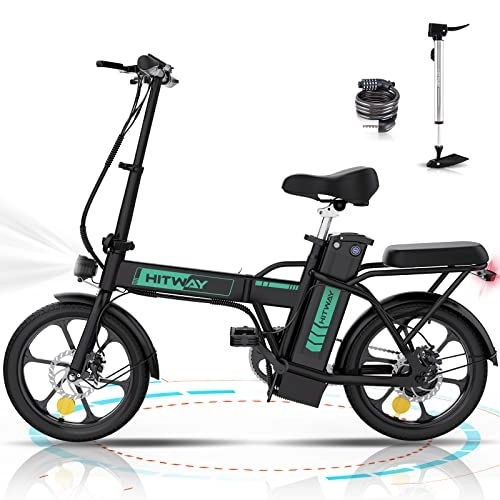 Electric Bike : HITWAY Electric Bike E Bike Foldable City Bikes 8.4Ah Battery, 250W Motor, Assist Range Up to 35-70Km BK5 (BLACK-without throttle)