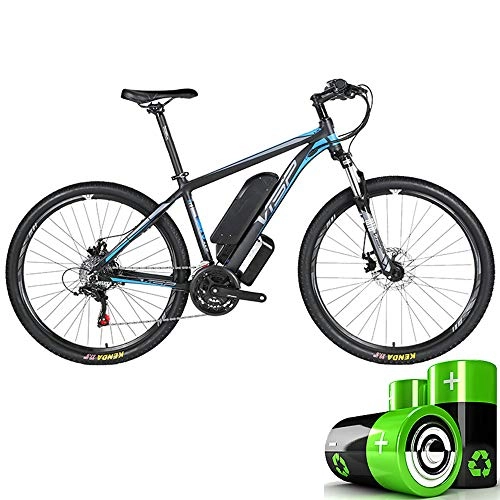 Electric Bike : HJHJ Electric mountain bike, 36V10AH lithium battery hybrid bicycle, (26-29 inches) bicycle snowmobile 24 speed gear mechanical line pull disc brake three working modes, Blue, 29 * 17inch