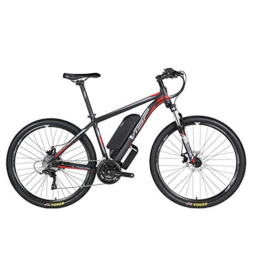 Electric Bike : HJHJ Electric mountain bike, 36V10AH lithium battery hybrid bicycle, (26-29 inches) bicycle snowmobile 24 speed gear mechanical line pull disc brake three working modes, Red, 29 * 15.5in