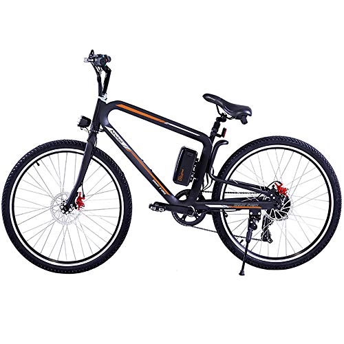 Electric Bike : HJHJ Electric off-road mountain bike, 26-inch electric bicycle pedal assisted electric fat bike cushion damping (with removable lithium battery), Black