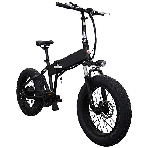 Electric Bike : HJHJ Folding electric bicycle 20 inch snow electric bicycle (48V10AH) hidden battery 7 speed beach cruiser, mechanical shock absorber front and rear disc brakes + electronic brake