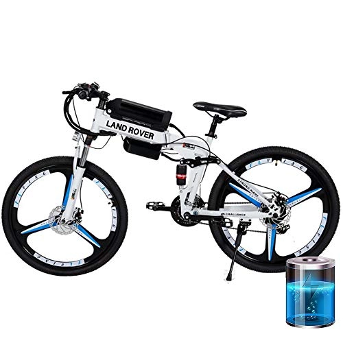 Electric Bike : HJHJ Folding electric city bicycle 36V lithium battery 26 inch adult battery bicycle 21 speed front and rear integrated wheel front and rear disc brakes with LED & shock absorption system