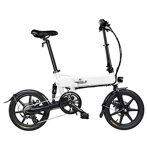 Electric Bike : HLeoz 16'' Folding Electric Bike, Electric Mountain Bike for Female 6 Speed Gear Three Working Modes 7.8Ah Lithium Battery Lightweight and Portable, white 2, US