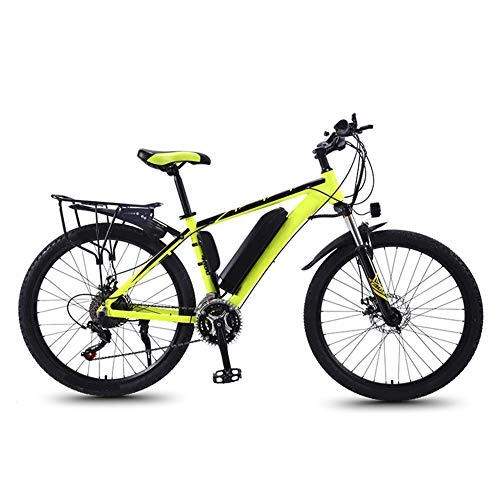 Electric Bike : HLeoz 26'' Electric Mountain Bike, Electric Bicycle Removable Large Capacity Lithium-Ion Battery 350W 13Ah and 21 Speed Gear E-Bike with Rear Seat, Yellow B, UE