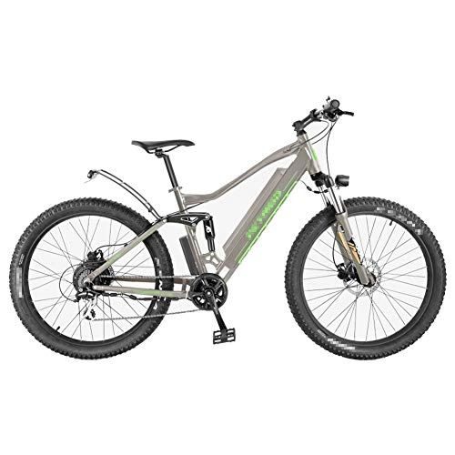 Electric Bike : HLeoz 27.5'' Electric Mountain Bike, Electric Bicycle for Adult 36V 10Ah / 14Ah Removable Lithium Battery Electric Bike 7 Speed for Sports Outdoor Cycling Travel Commuting, Gray