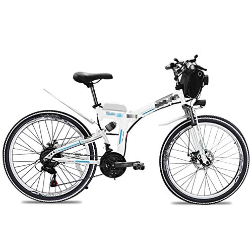 Electric Bike : HLeoz Electric Bicycle Removable, 26'' Electric Mountain Bike Large Capacity Lithium-Ion Battery (48V 8Ah) 350W 21 Speed Beach Cruiser Mountain Front & Rear Disc Brake, White, US