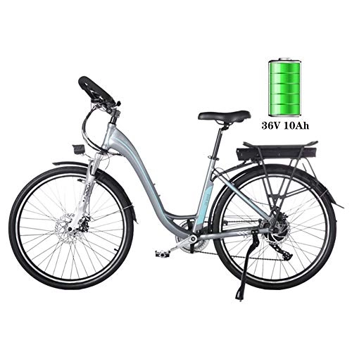 Electric Bike : HLeoz Electric Bikes For Adults, 26'' City Bike Removable Large Capacity Lithium-Ion Battery (36V 250W) Three Working Modes - Gray for Sports Outdoor Cycling Travel Commuting
