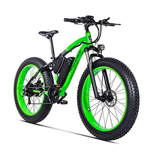Electric Bike : HLEZ 26'' Electric Mountain Bike, Electric Bicycle with 500W Motor 4.0 Inch Fat Tire Removable Large Capacity Lithium-Ion Battery 48V 17Ah Summer Travel Outdoor Bicycle 21 Speed, Green, US