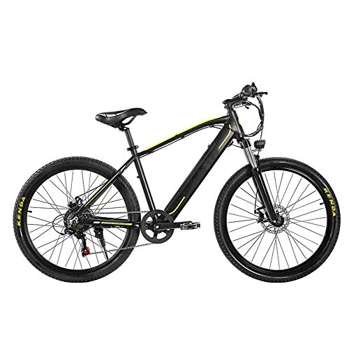 Electric Bike : HLEZ Electric Mountain Bike, 26'' Electric Bicycle 350W Mountain Bike 7 Speed 48V 9.6Ah Removable Lithium Battery Front & Rear Disc Brake for Adult Female / Male, black banner, UE