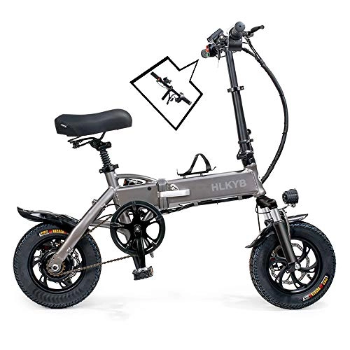 Electric Bike : HLKYB Folding Electric Bike Ebike, 12" Electric Bicycle with 48V 8Ah Removable Lithium-Ion Battery, 350W Motor and 3 Working Modes, Easy Travel for Adults and Teens