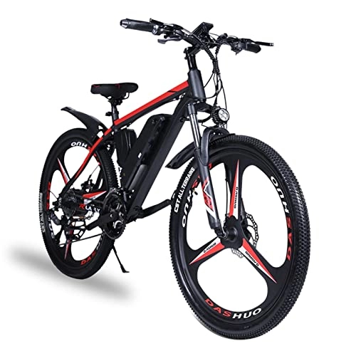 Electric Bike : HMEI Black Electric Bike 21 Speed Electric Bicycle For Adult Aluminum Alloy Material 26 Inch Mountain Ebike 36v Motor 500w (Color : Black, Size : Motor 500W)