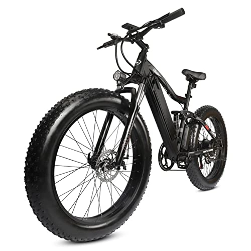 Electric Bike : HMEI EBike Electric Mountain Bikes for Adults 26'' Electric Bicycle, 48V*750W Ebike with12.8Ah Removable Lithium Battery Moped Cycle, Full Suspension E-MTB 7-Speed Gears (Color : 48V 12.8Ah)