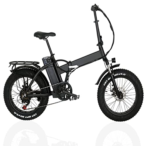 Electric Bike : HMEI EBike Foldable Electric Bike 1000W Motor 20 inch Fat Tire Electric Mountain Bicycle 48V Lithium Battery Snow E Bike (Color : Black, Size : A)