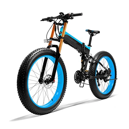 Electric Bike : HMEI Electric Bikes for Adults 1000W Electric Bike for Adults, City Snow Beach Folding Electric Bicycle 48V 14.5Ah Snow 26 * 4.0 Fat Tire Electric Bike (Color : Blue, Size : A)