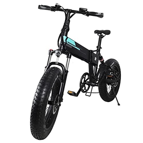 Electric Bike : HMEI Electric Bikes for Adults 250W Electric Bike Foldable Lightweight 20 Inch Fat Tire Folding Electric Moped Bike Three Riding Modes Electric Bicycle Outdoor E Bike (Color : Black)