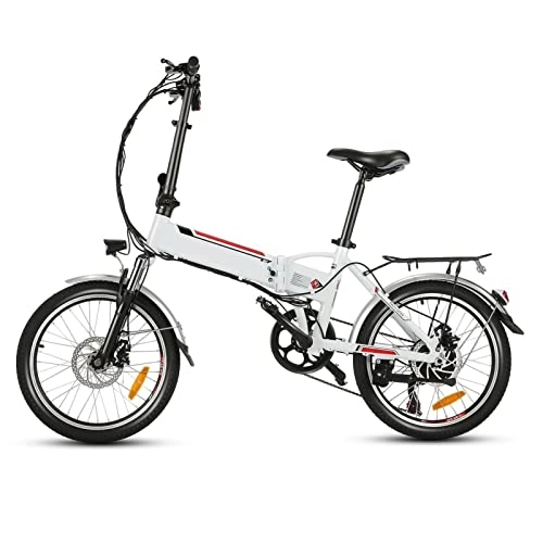 Electric Bike : HMEI Electric Bikes for Adults 250W Folding Electric Bike for Adults 18.7 Inch Wheel Aluminum Alloy Frame Foldable Electric Bicycle Cycling 36v 8ah Battery Ebike Snow / Beach / City (Color : White)