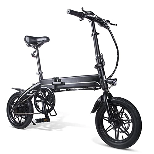 Electric Bike : HMEI Electric Bikes for Adults 250W Motor Folding Electric Bike for Adults 15.5 Mph 14 Inch Tire Electric Bicycle 36V 7.5AH Lithium Battery E-Bike (Color : Black)
