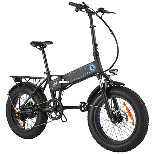 Electric Bike : HMEI Electric Bikes for Adults 500w Electric Bike Foldable for Adults 20 Inch Fat Tire Electric Bicycle 36v 12.5ah Mountain Bicycle Detachable Lithium Battery with Led Headlight Ebike (Color : Blue)