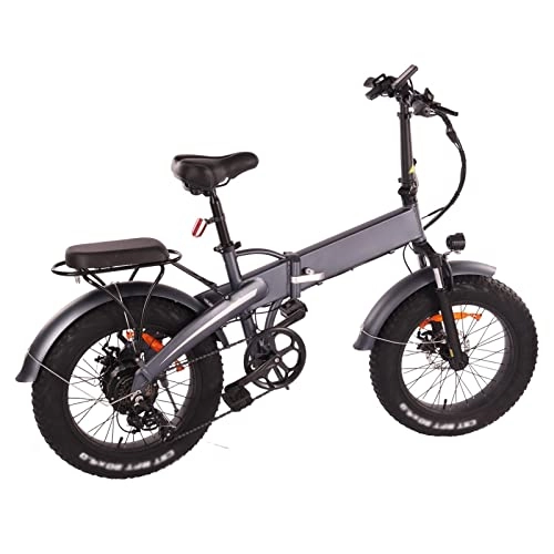 Electric Bike : HMEI Electric Bikes for Adults Electric Bike Folding for Adults 500W Electric Bicycle with 48V 10.4 Ah Lithium Battery 20 Inch Fat Tire Mountain Folding E Bike (Color : Black)