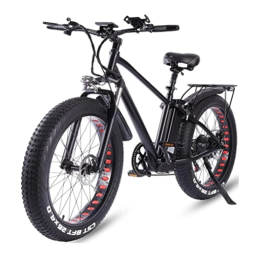 Electric Bike : HMEI Electric Bikes for Adults Electric Bike for Adults 750W 26'' Fat Tire Electric Bicycle 24mph with Removable 15Ah Battery Mountain Electric Bike (Color : 750W 15ah)