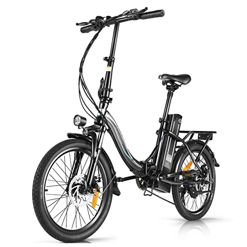 Electric Bike : HMEI Electric Bikes for Adults Foldable Electric Bikes for Women 350W Folding Electric Bikes for Adults 36v 10.4ah E-Bike 7 Speed Gears Electric Bike (Color : Black)