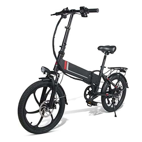 Electric Bike : HMEI Electric Bikes for Adults Folding Electric Bicycles for Adults, 350W Electric Bike 48v 10a Ebike Smart foldable 20 Inch Bicycle 7 Speed Ebike (Color : Black)
