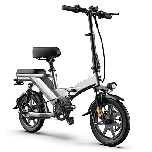 Electric Bike : HMEI Electric Bikes for Adults Folding Electric Bikes for Adults 350W 48V 20Ah 14 Inch Foldable City Road Electromobile E-Bike Mobility Bicycle (Color : Grey, Size : 350W 48V 8AH)