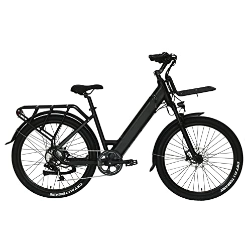 Electric Bike : HMEI Electric Bikes for Adults Mountain Electric Bike 500W for Women 27.5 Inch Adult E Bike Urban City 48V Disc Brake Electric Bicycle (Color : Black, Number of speeds : 8 speeds)