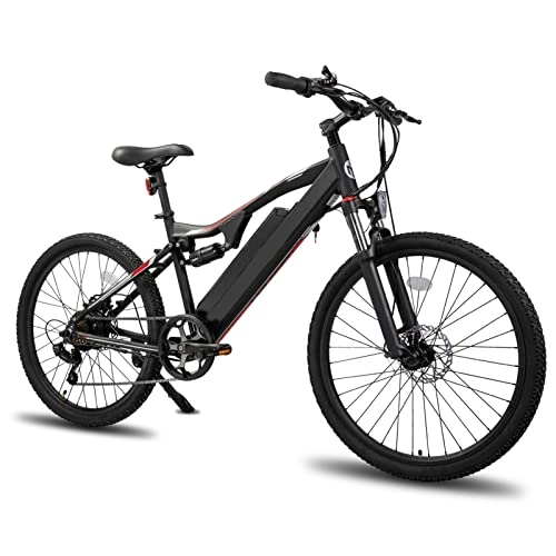 Electric Bike : HMEI Electric Bikes for Adults Mountain Electric Bike for Adults 250W / 500W 10Ah Wheel Hub Motor Aluminum Frame Rear 7-Speed Electric Bicycle (Color : Black, Size : 250W)