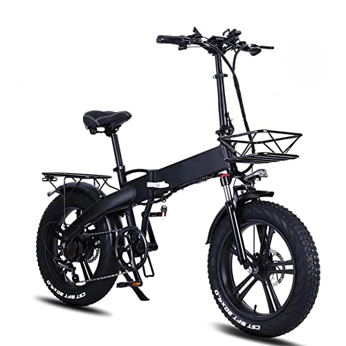 Electric Bike : HMEI Foldable Electric Bike for Adults 20 Inch 4.0 Fat Tires Electric Bike 750W Electric Bicycle Electric Folding E Bike (Color : 48v 500w 12.8Ah)