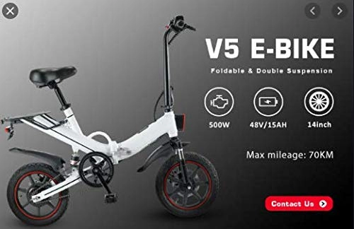 Electric Bike : HOCA OUXI V5 Electric Bike Folding 400w 15AH Battery APP Control Foldable E Bicycle 70kms range (black)