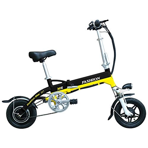 Electric Bike : Hold E-Bikes 36V 12 11Ah Inch Lithium Battery Ultra Light Aluminum Alloy Folding Electric Bicycle@Yellow