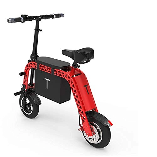 Electric Bike : Hold E-Bikes Parent-Child Folding Electric Car Adult Mini Lithium Battery Bicycle Baby Artifact Mother And Son Double Portable Battery Car@Red